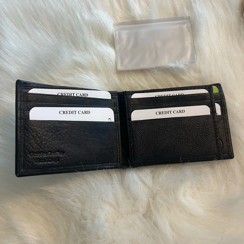 Black Leather RFID Bifold Wallet